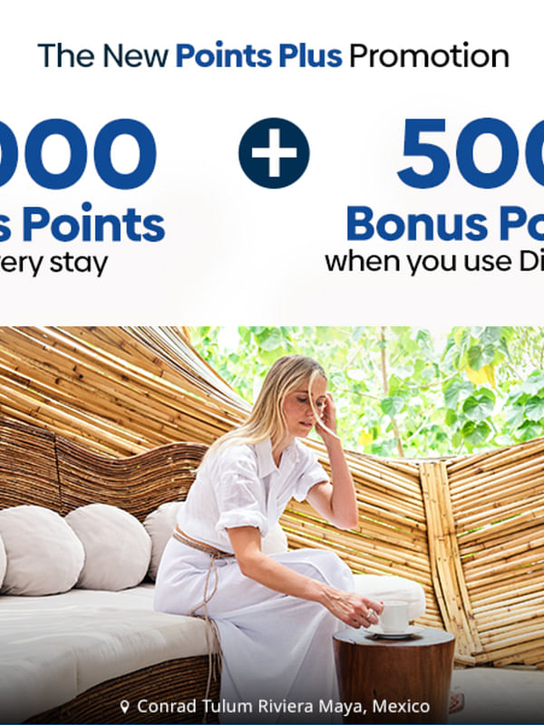 Hilton's new global promotion for 2024: Get up to 2500 bonus points per stay. - Cover Image