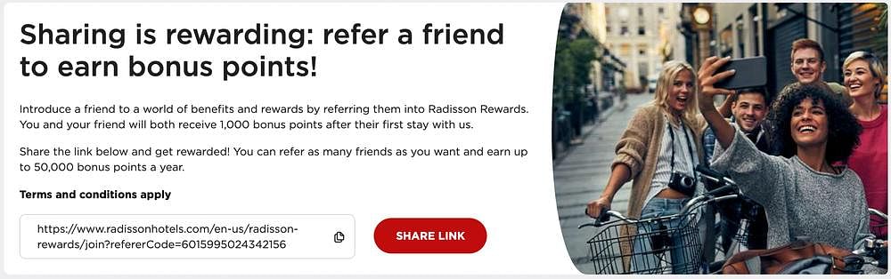 Radisson Rewards Referal Link Screenshot