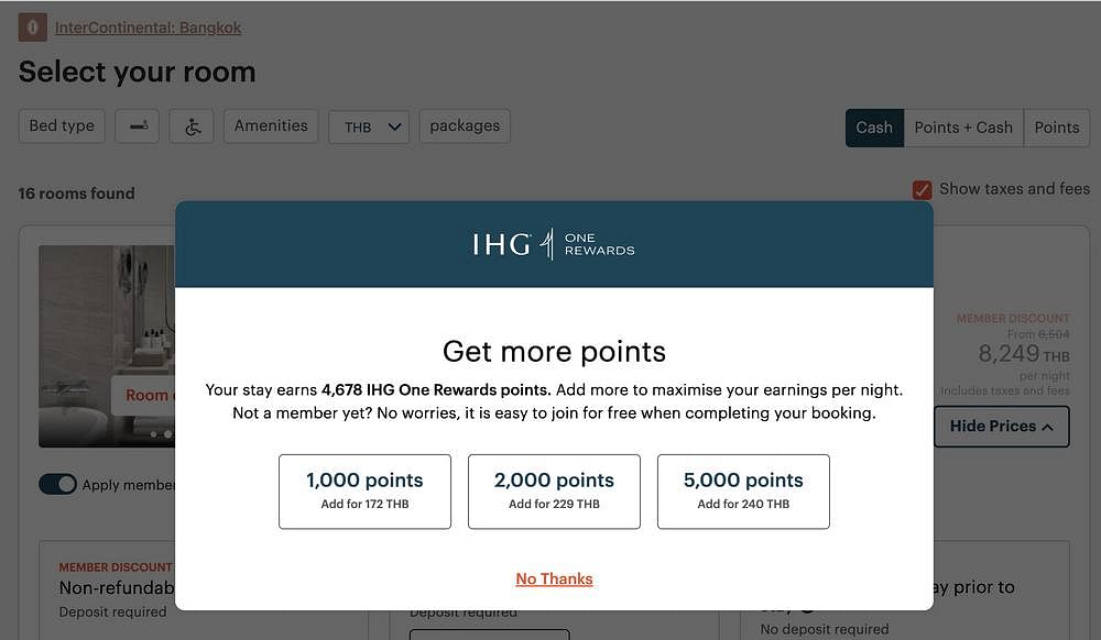 IHG Bonus Points Package Offer in Thailand