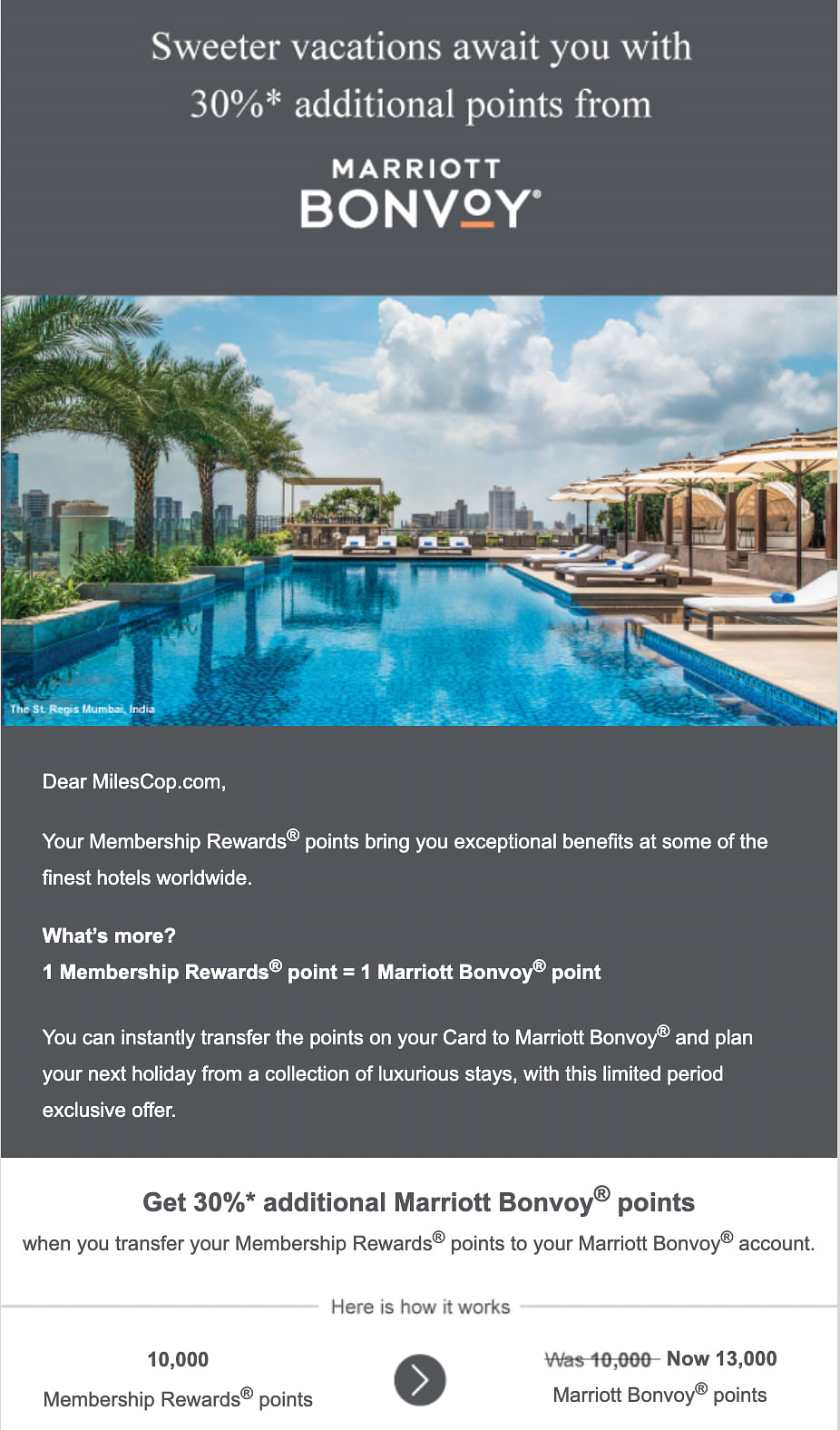 Amex India Marriott Bonvoy points transfer promotion