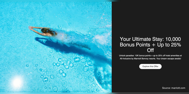 Get 10,000 bonus points, and 25% off amenities at Marriott All-Inclusive resorts. - Cover Image
