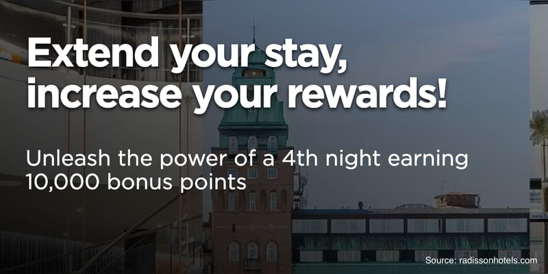 Get 10,000 bonus points when you stay for 4 nights or more at Radisson Hotels. - Cover Image