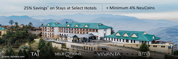 Get 25% off, and breakfast, with Taj Hotels' 'Limited Period Escapes' offer. - Cover Image