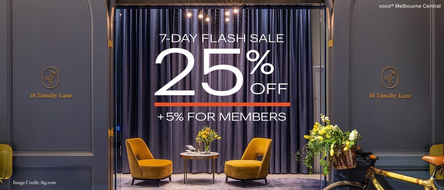 IHG Flash Sale: Get up to 30% off in Australia, New Zealand and the South Pacific. - Cover Image
