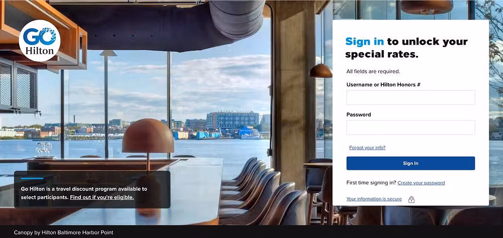 Go Hilton Login Page
