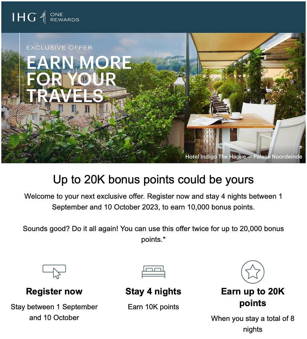 IHG 20k points for 8 nights offer.