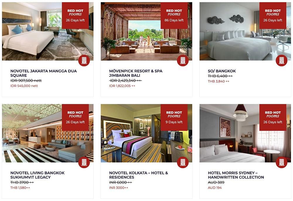 Accor Red Hot Rooms Sale Sample Prices Screenshot