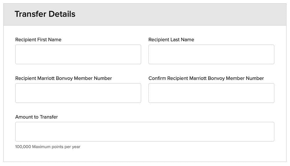 Marriott Online Points Transfer Form