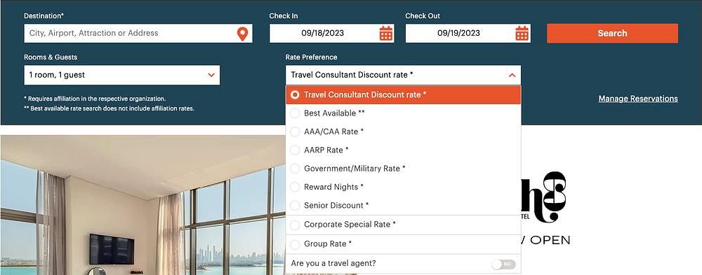 IHG Travel Agent Rate Booking Search