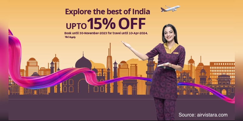 Vistara Flash Sale: Get up to 15% off on domestic flights. - Cover Image