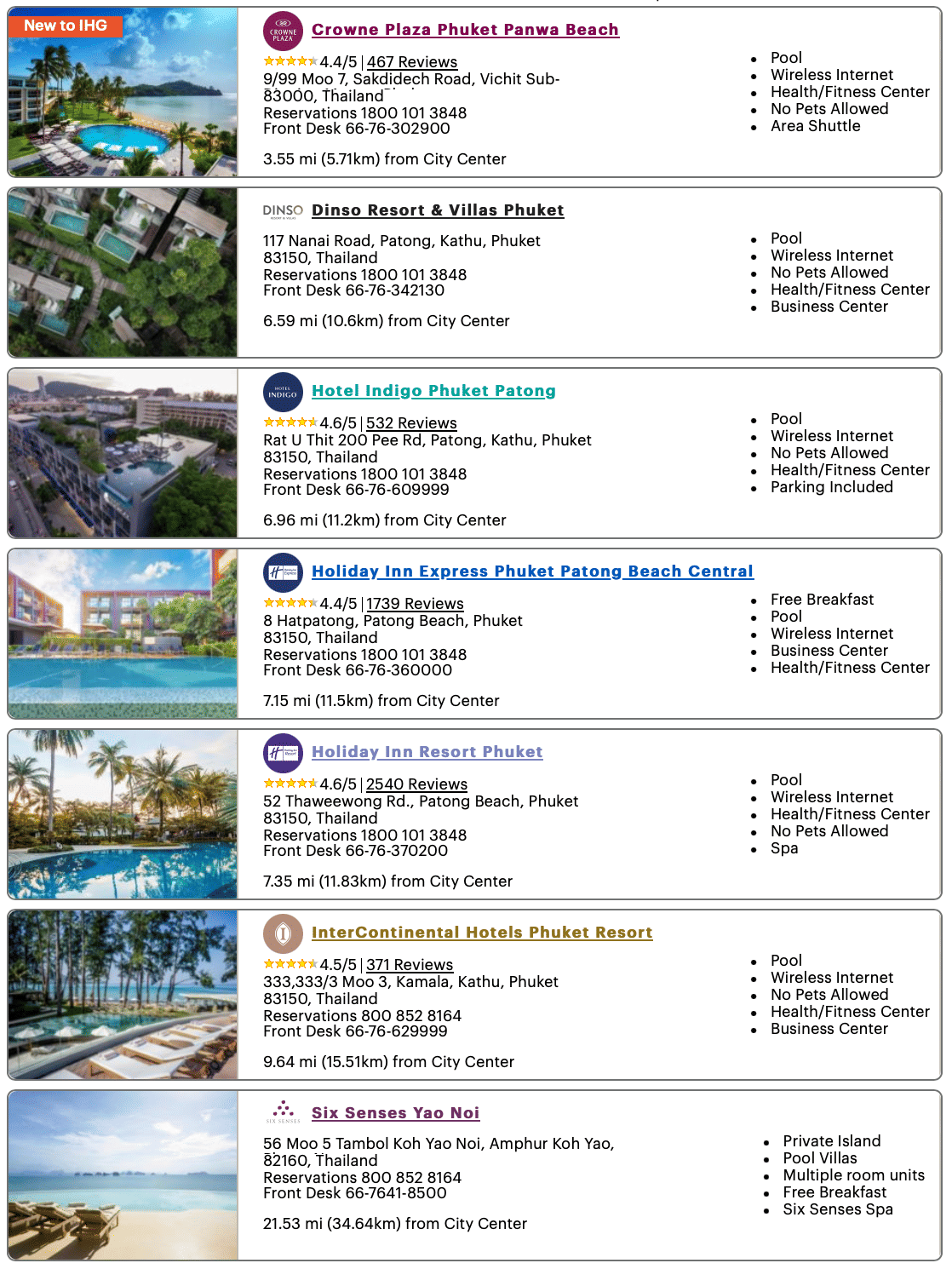 List of IHG hotels in Phuket
