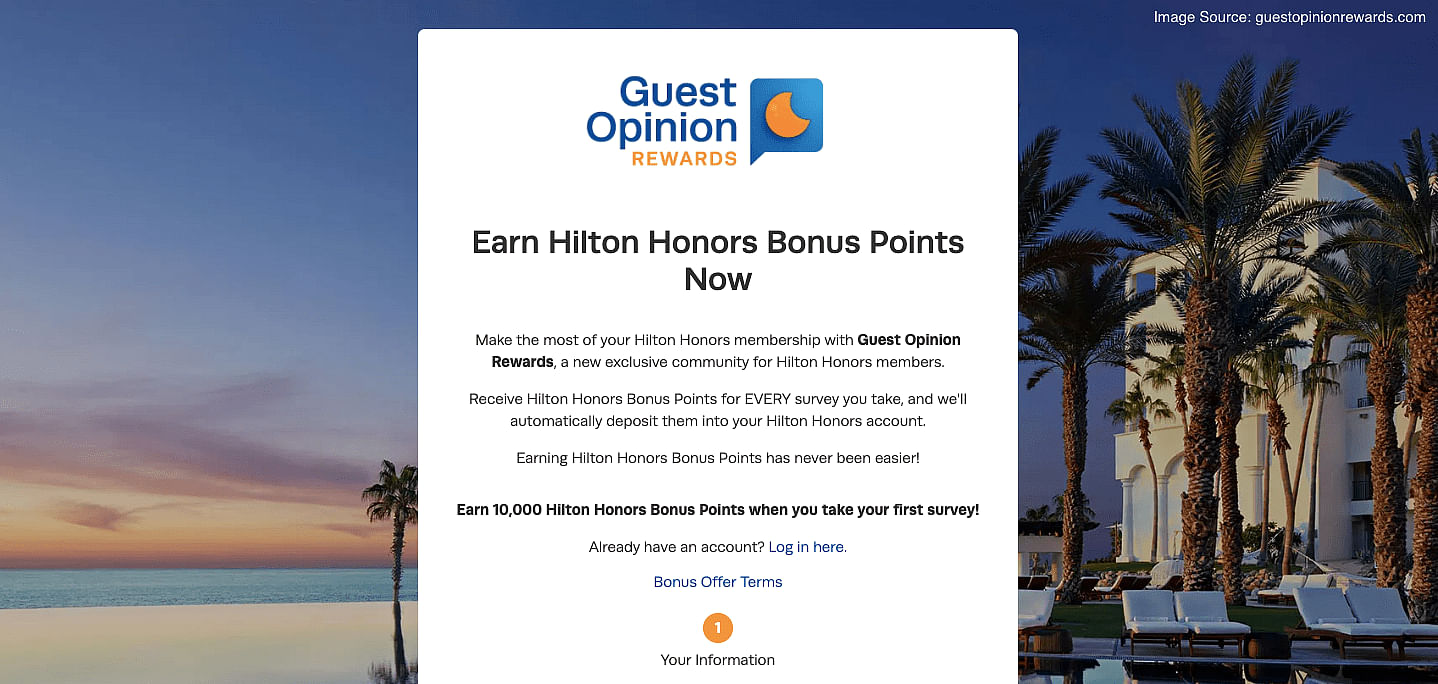 10,000 Hilton Honor Points To Complete A Survey