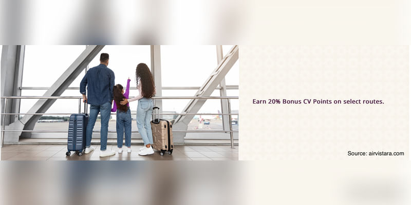 Club Vistara is offering 20% bonus CV points on select international routes. - Cover Image