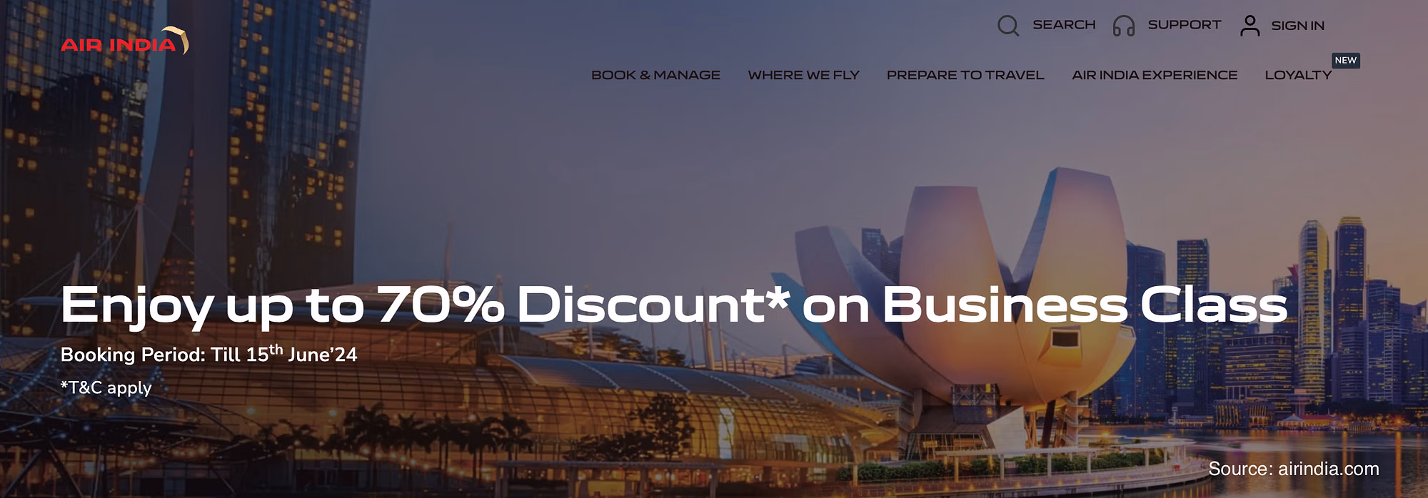 Air India is offering up to 70% off on Business Class tickets. Cheaper than Premium Economy. - Cover Image