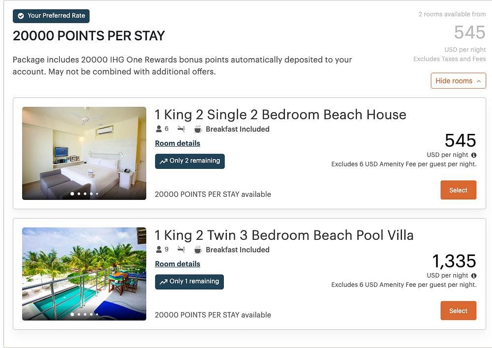 Holiday Inn Maldives Promotional Rates Screenshot