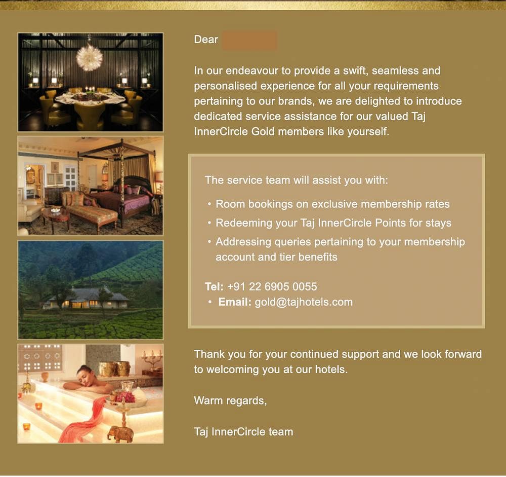 Taj Gold Assistance Service Details