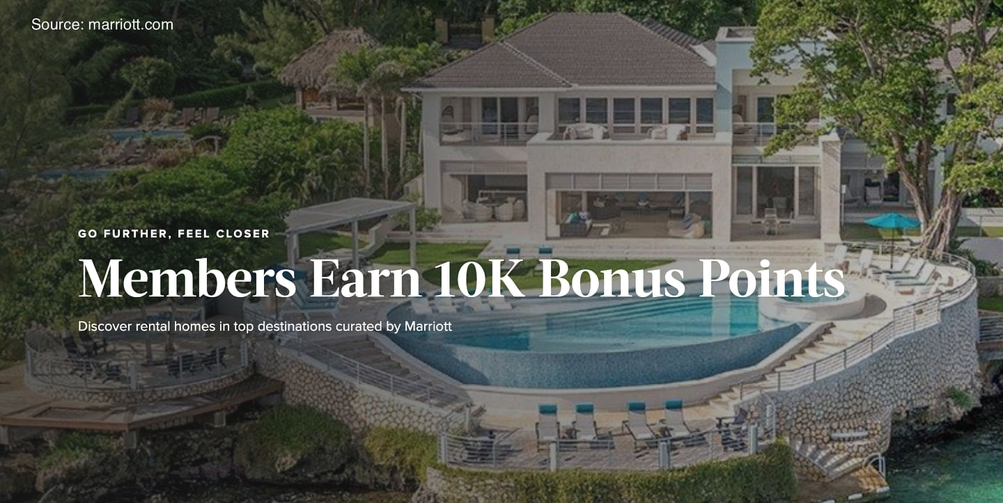 Earn 10,000 bonus Marriott Bonvoy points for stays at Homes and Villas