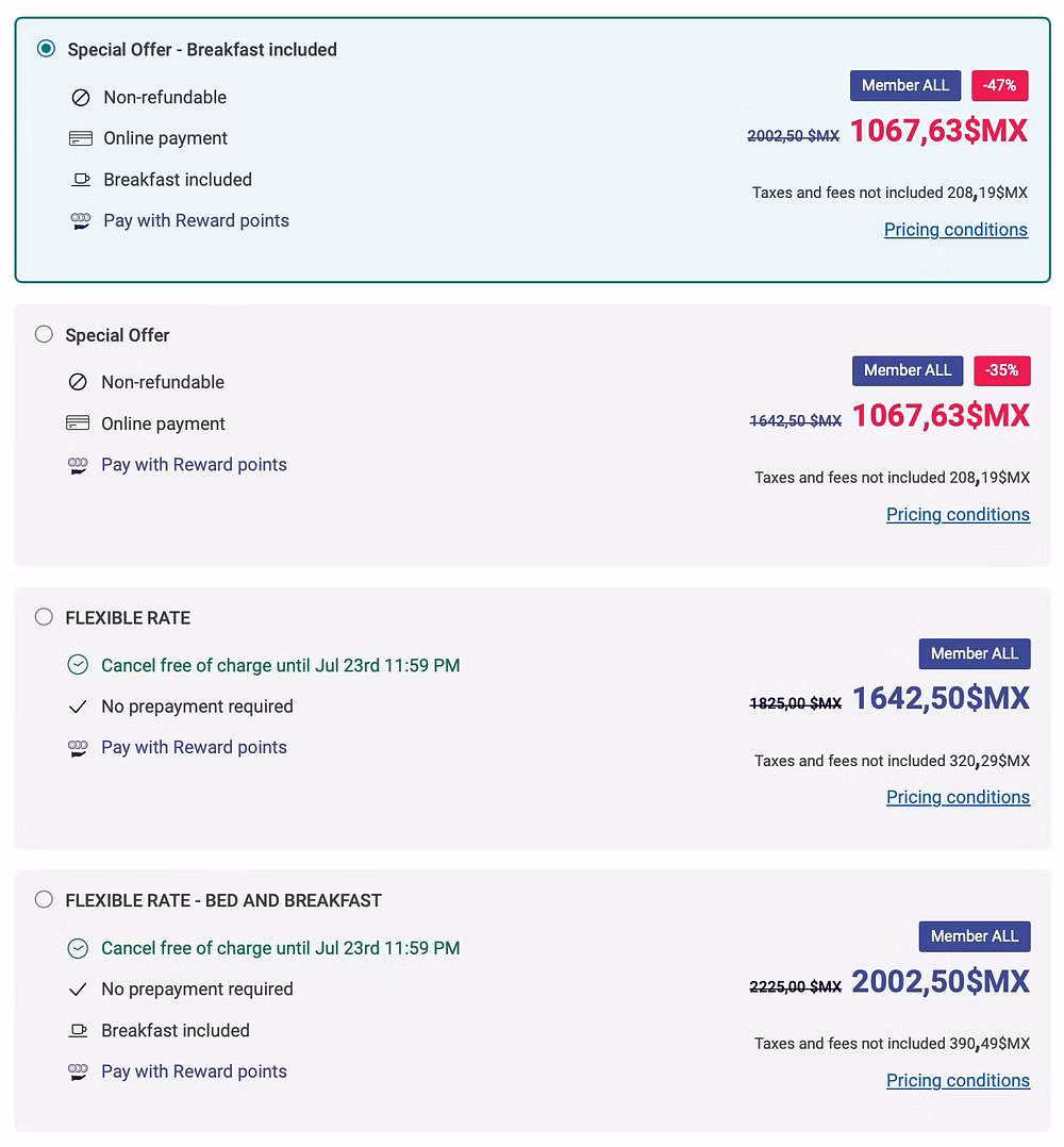 Accor Sale Sample Rate in Mexico