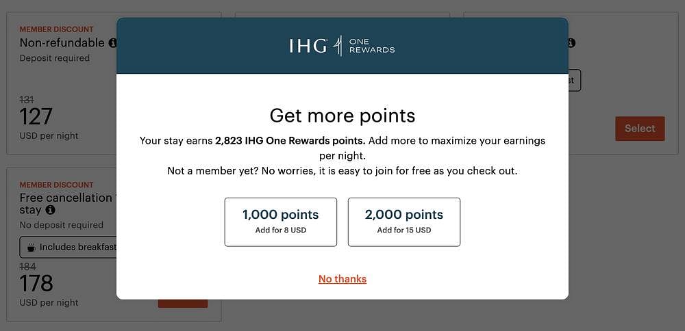 IHG Bonus Points Packages