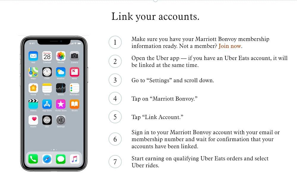 How to link Marriott and Uber accounts