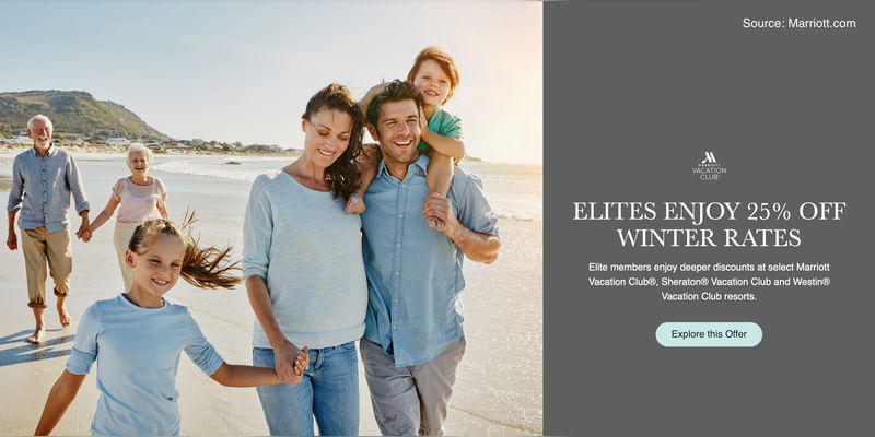 Marriott elite members get 25% off at vacation club resorts worldwide. - Cover Image