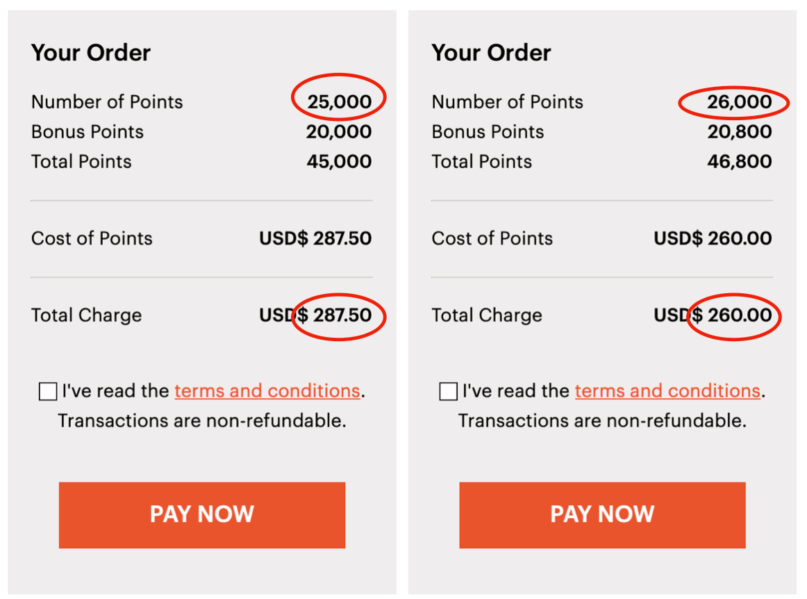 IHG Buy Points change of slot at 25,000 points.