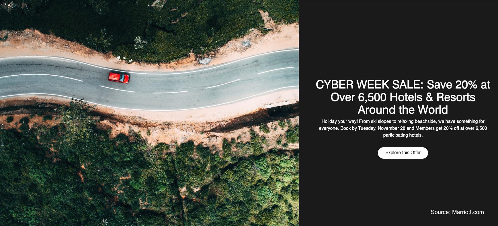 Marriott Cyber Week Sale: Get 20% off in the US, Canada, Caribbean, Latin America, Europe, Middle East, Africa and Greater China. - Cover Image