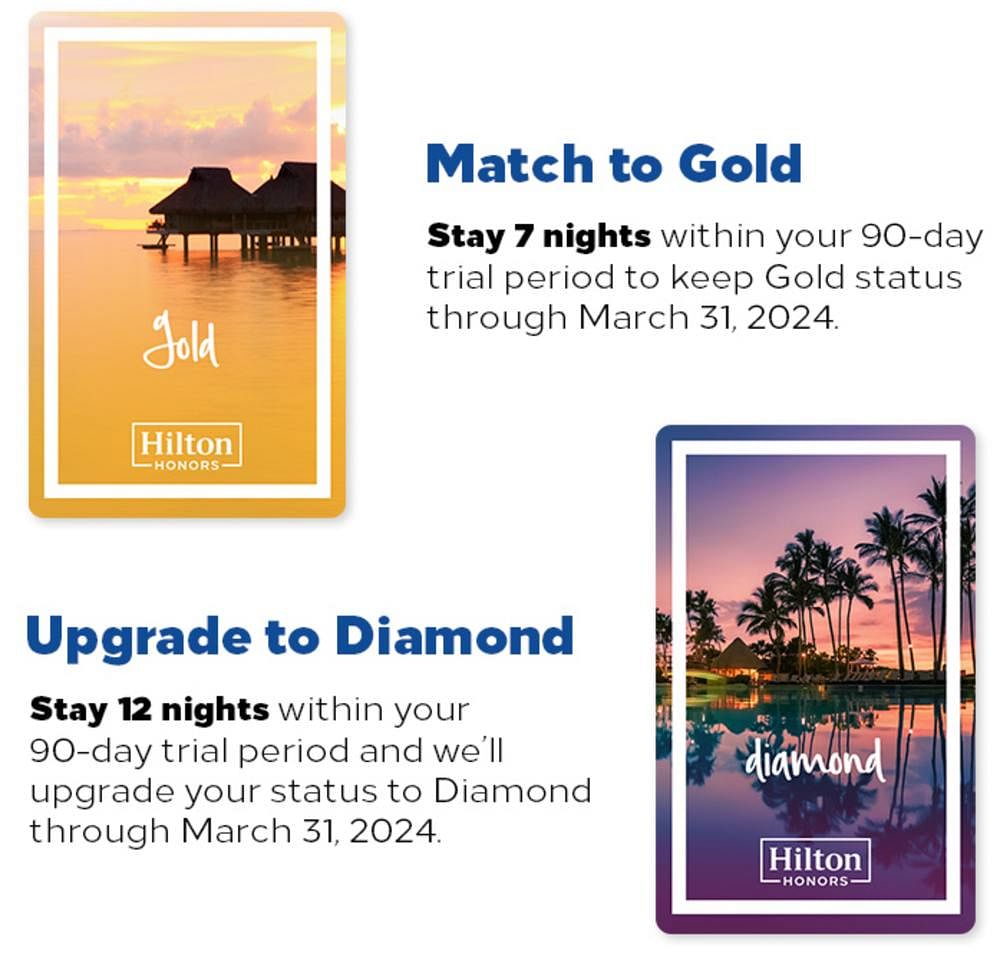Hilton Gold and Diamond Status Match offer - 2022