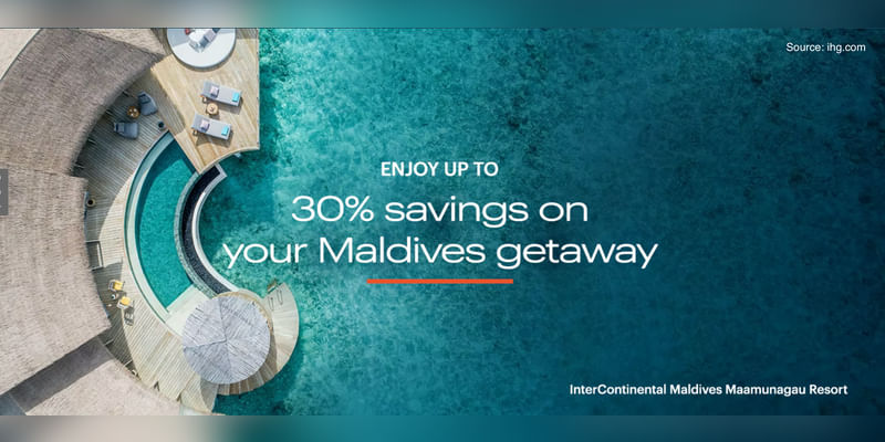 Get 30% off on stays, 50% on seaplane transfers, free club access, and scuba diving at IHG resorts in the Maldives. - Cover Image