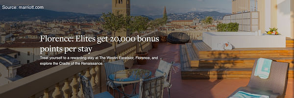 Get 20,000 bonus Marriott Bonvoy points when you stay at The Westin Excelsior, Florence. - Cover Image